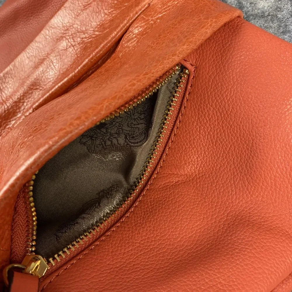 Vince Camuto Crossbody Handbag Burnt Orange Suede Tassel Genuine‎ Leather